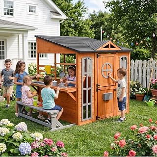 Wooden Outdoor Playhouse for Kids
