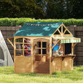 Fir Wood Outdoor Playhouse with Chalkboard, Windows and Folding Design