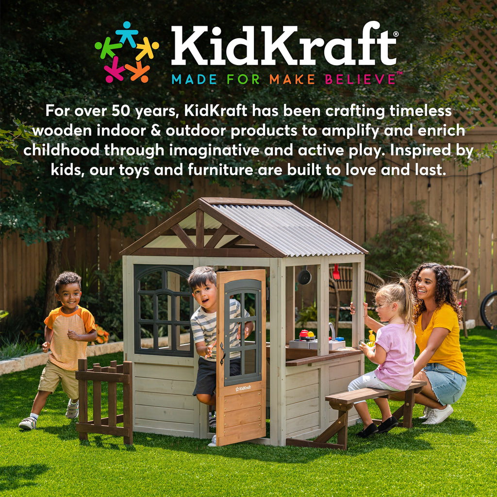 Kids Pretend Play Kitchen with Storage and Toy Refrigerator - Pink