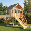 Kids Cottage Playhouse with Yellow Slide