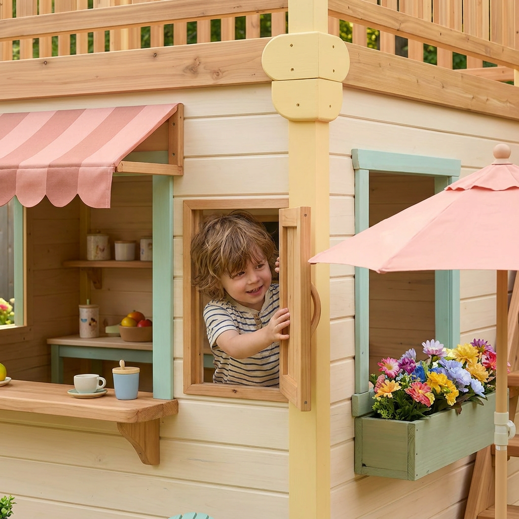Raised-Deck Garden Playhouse with Cafe Patio