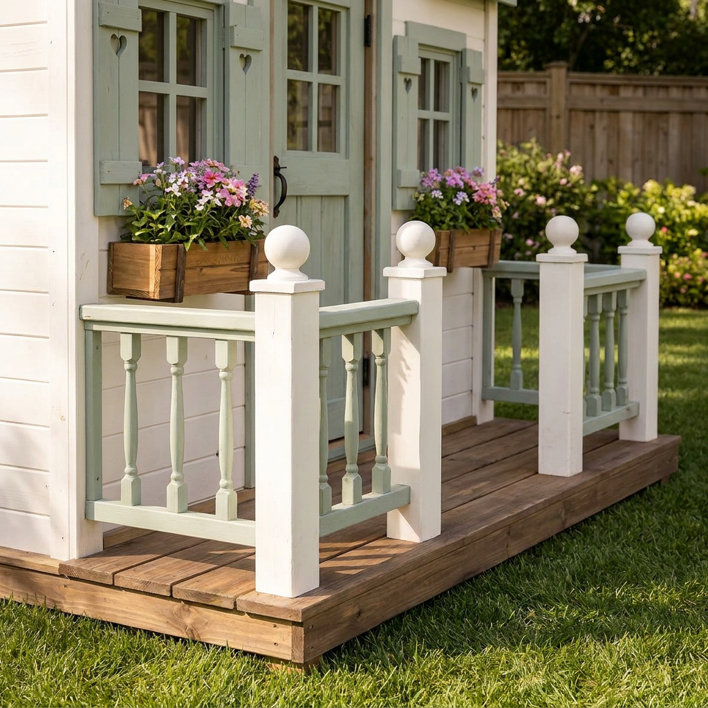 Sage Cottage Garden Playhouse with Heart Details