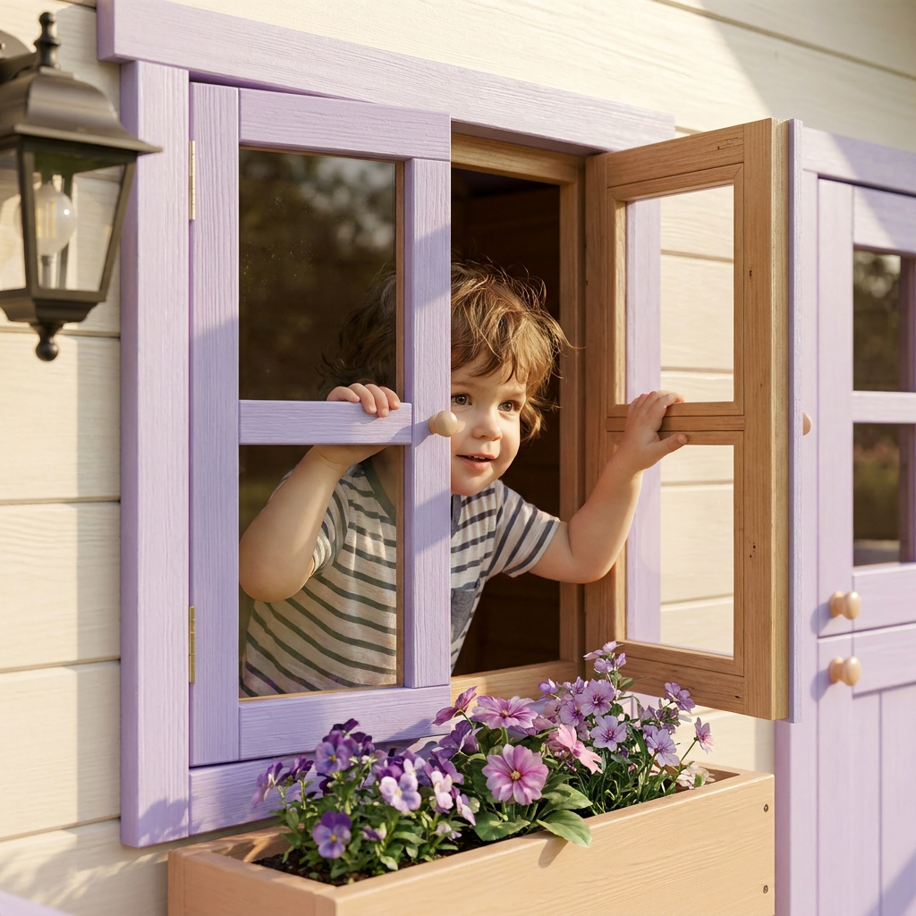 Lavender Floral Garden Playhouse with Front Porch