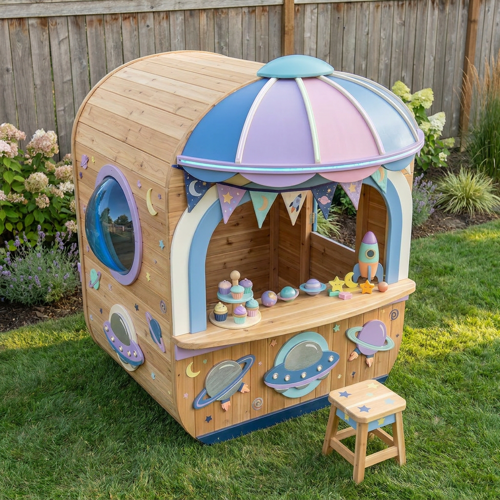 Space-Themed Snack Stand Playhouse for Kids