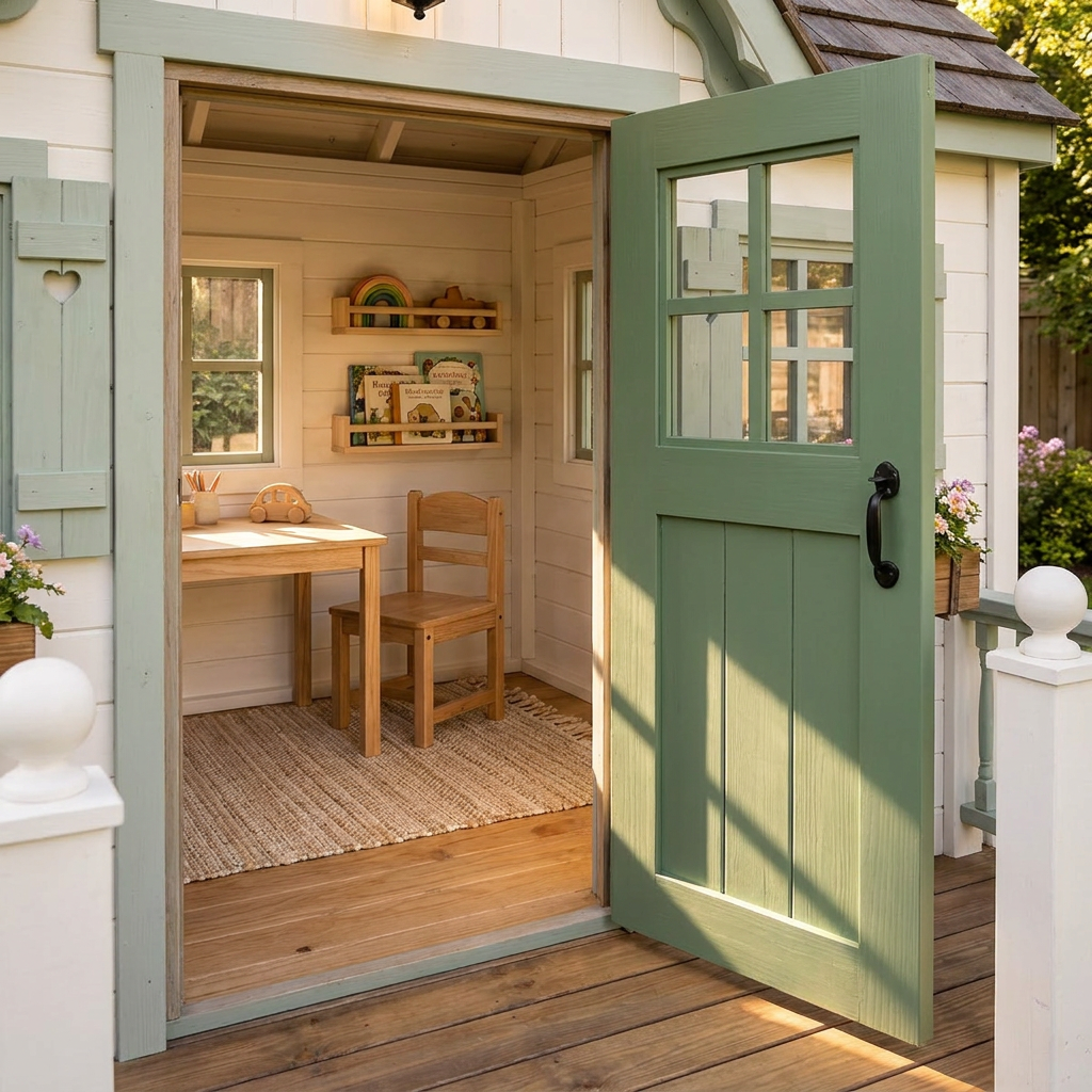 Sage Cottage Garden Playhouse with Heart Details