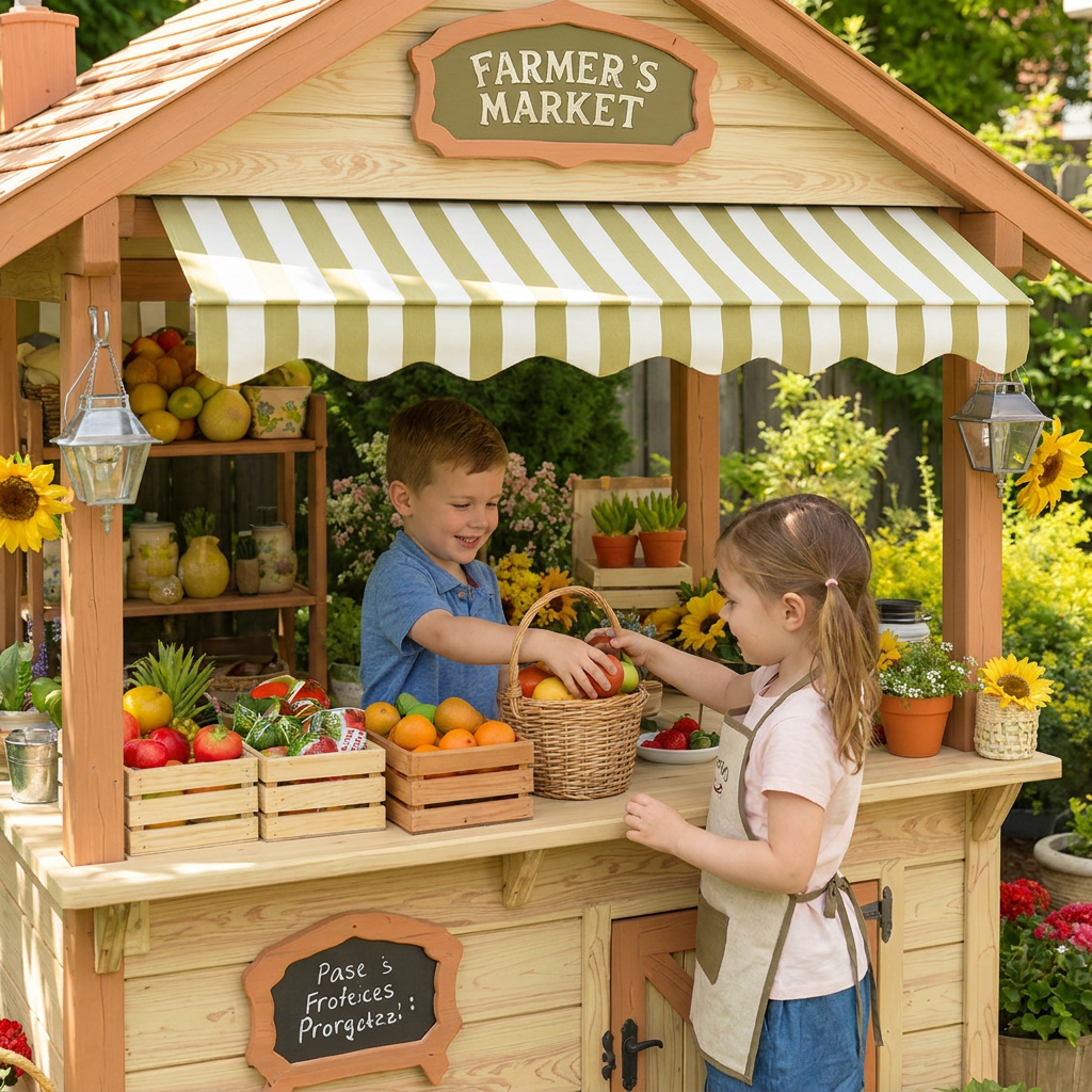 Farmers Market Playhouse with Produce Counter