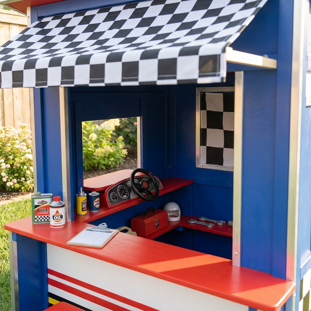 Racing Garage Garden Playhouse for Kids