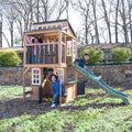 Outdoor Playhouse with Wave Slide and Chalkboard