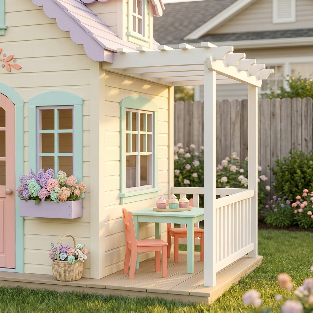 Floral Cottage Garden Playhouse with Porch