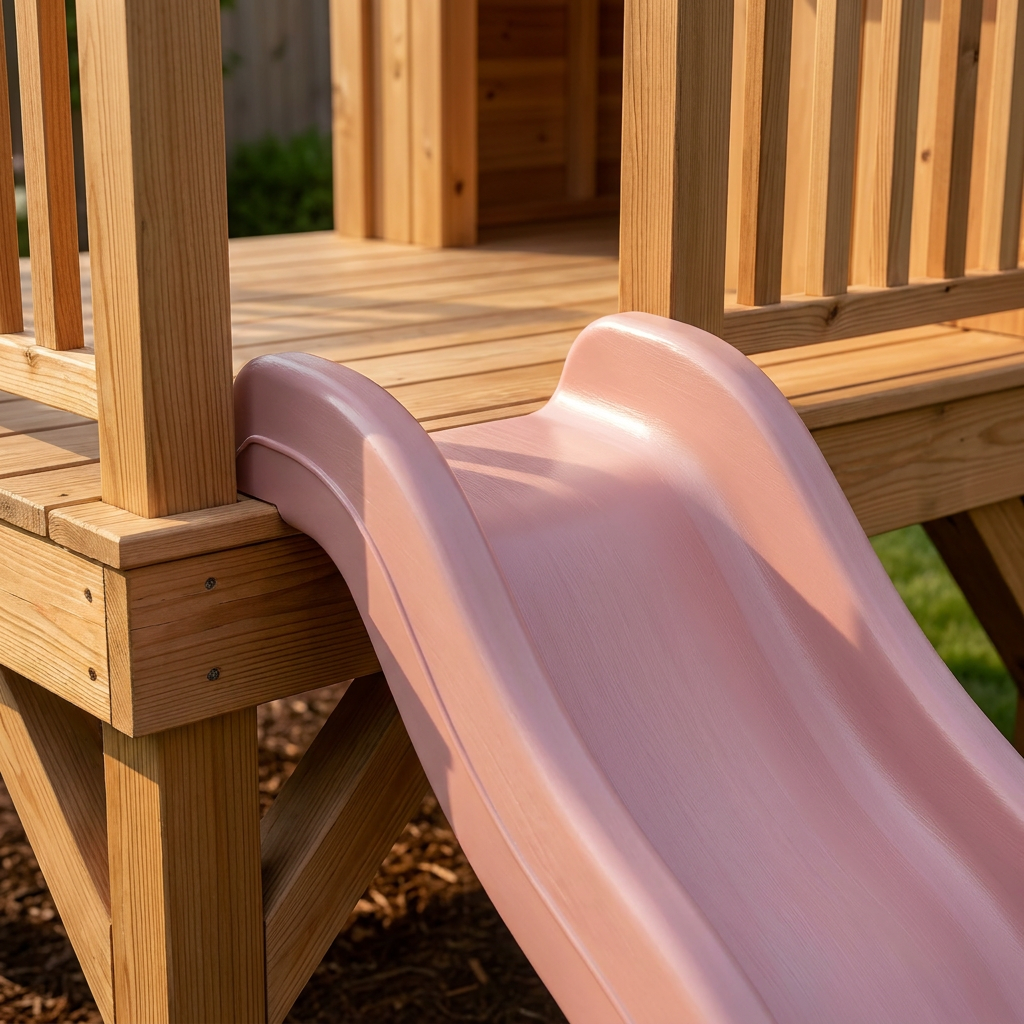 Garden Castle Playhouse with Slide and Raised Deck