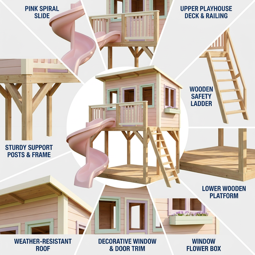 Garden Hideaway Playhouse with Spiral Slide