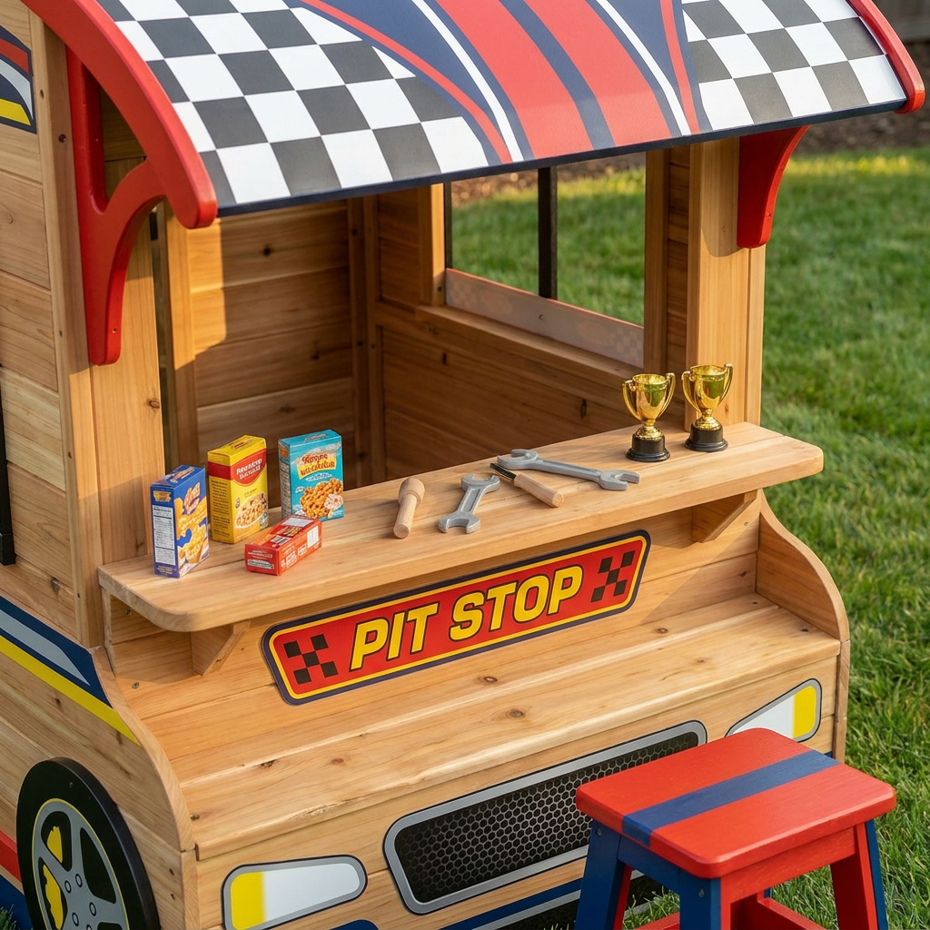 Racing Pit Stop Outdoor Playhouse for Kids