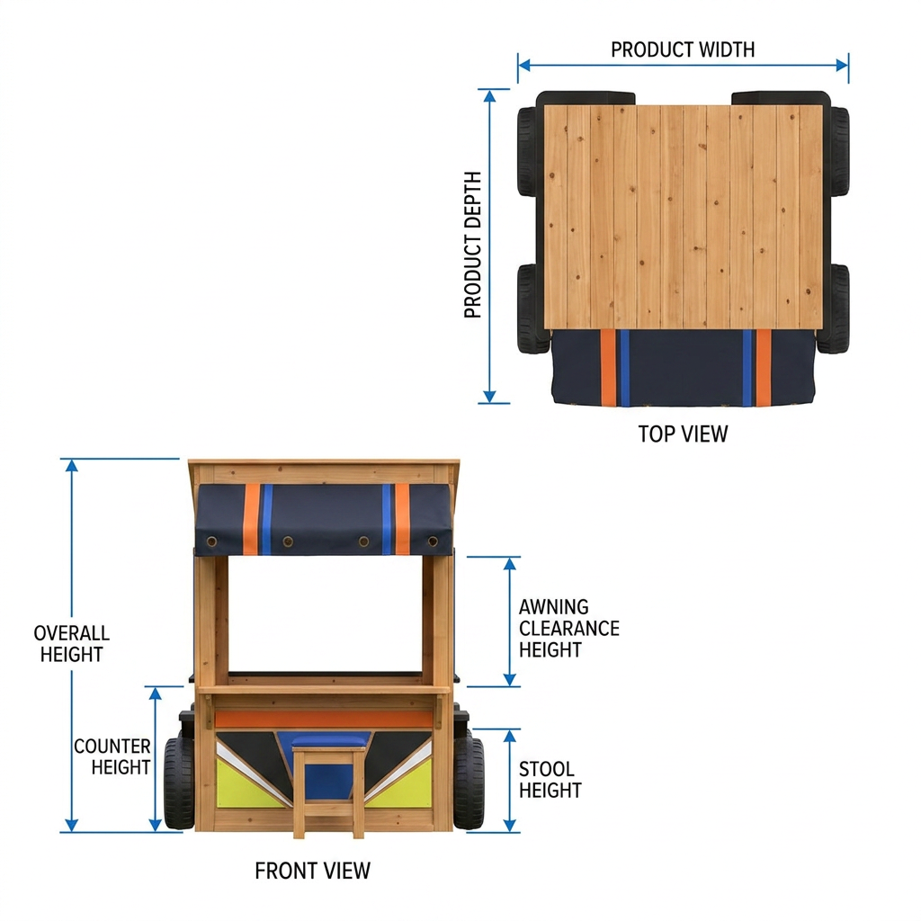Garage and Snack Truck Garden Playhouse for Kids