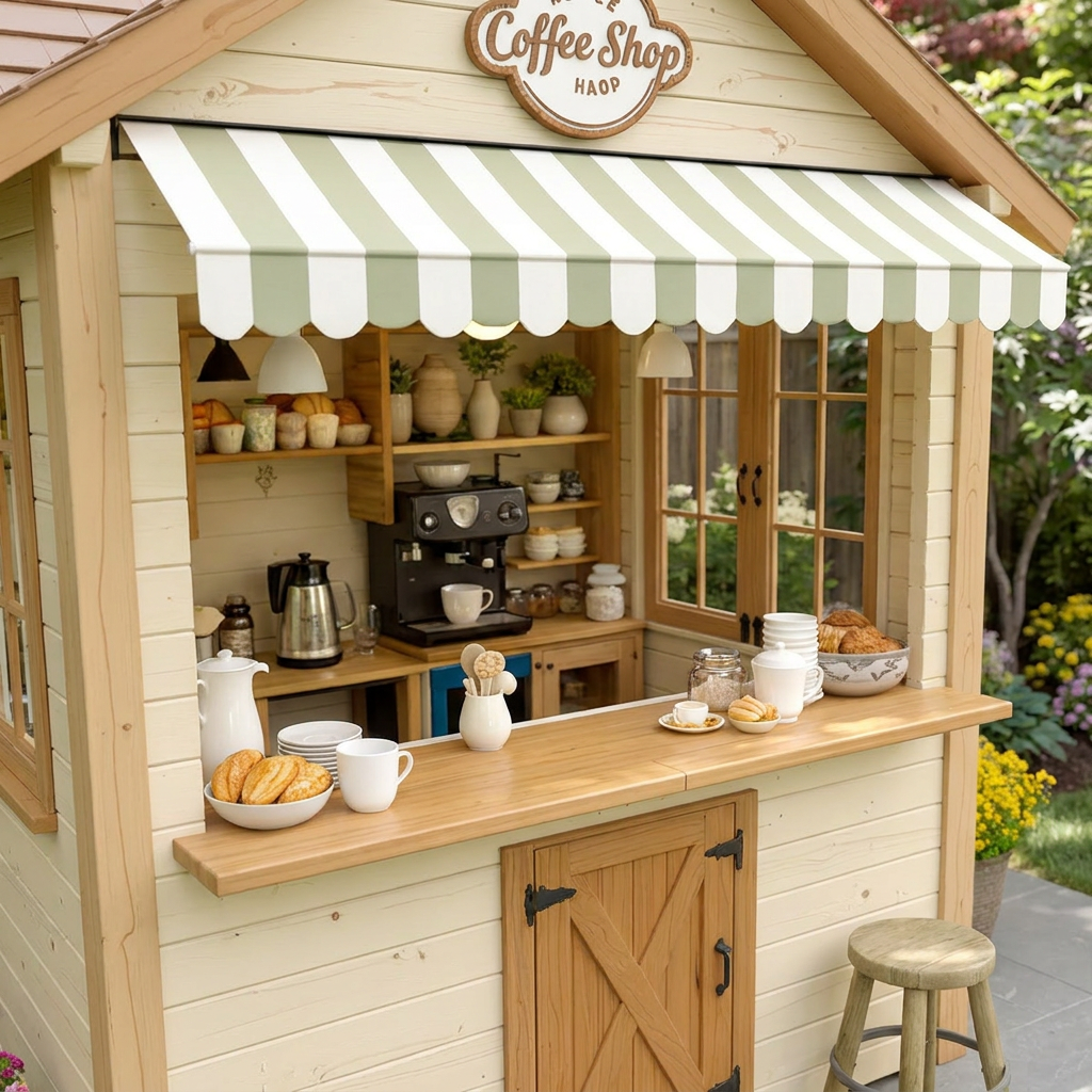 Coffee Shop Garden Playhouse with Serving Counter