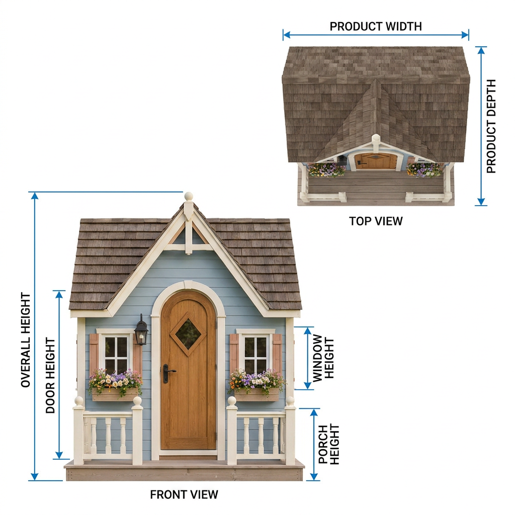 Blue Cottage Garden Playhouse with Front Porch
