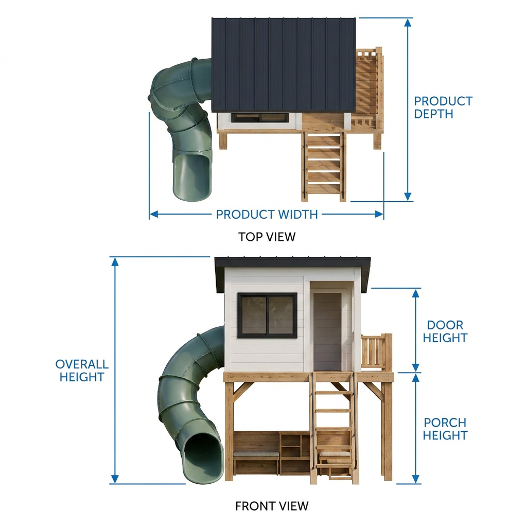Modern Treehouse Playset with Tube Slide