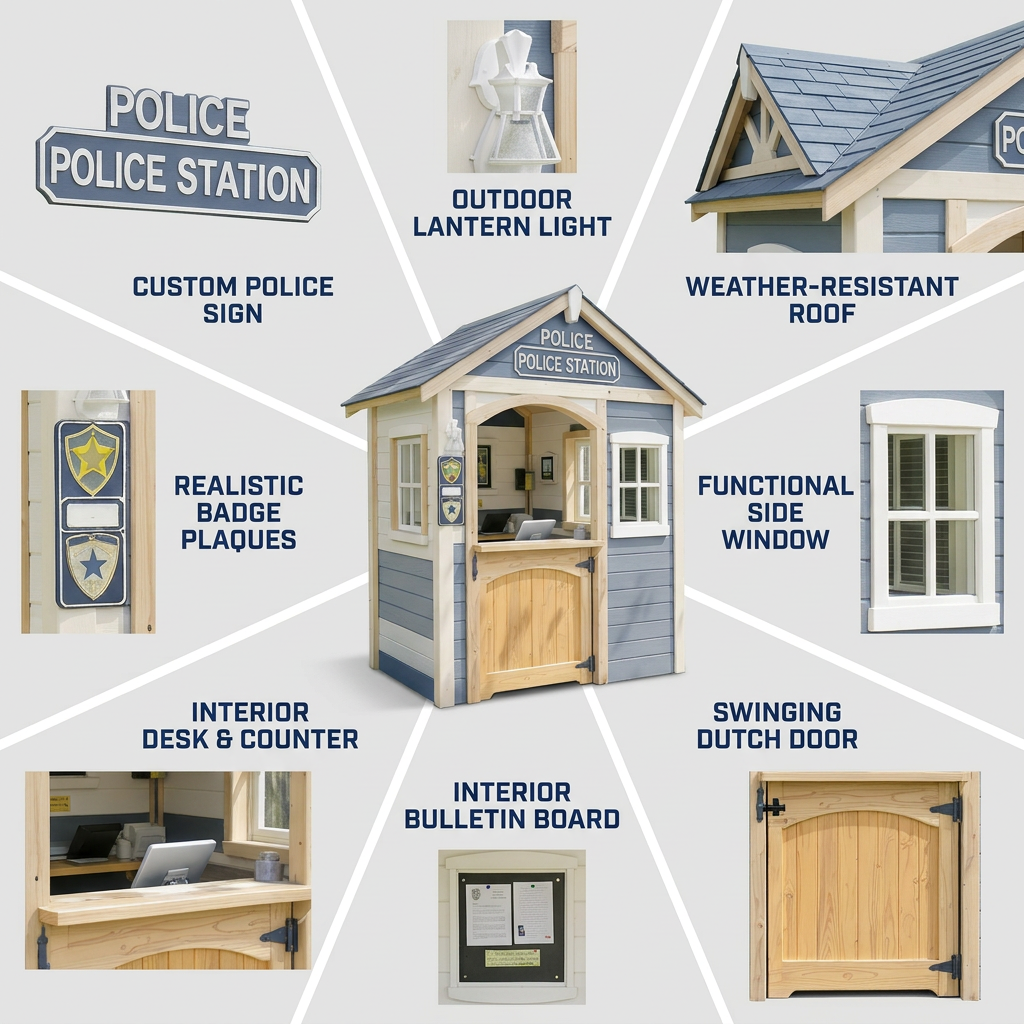 Police Station Outdoor Playhouse for Kids