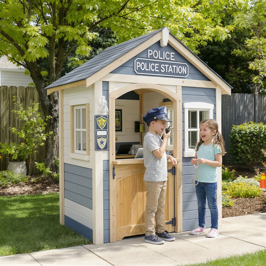 Police Station Outdoor Playhouse for Kids