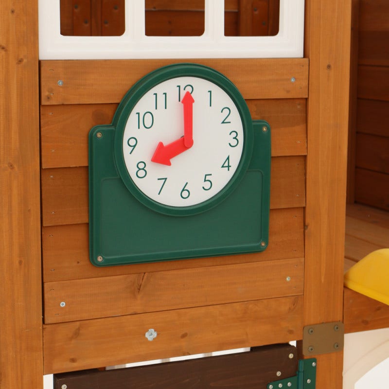 Wooden Outdoor Swing Set with Swings and Wave Slide