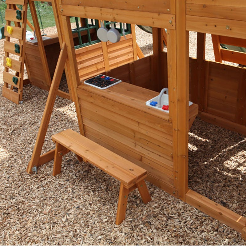 Wooden Outdoor Swing Set with Swings and Wave Slide