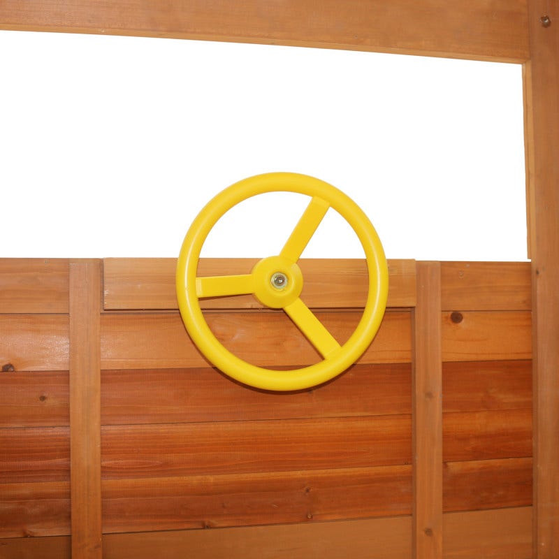 Wooden Outdoor Swing Set with Swings and Wave Slide