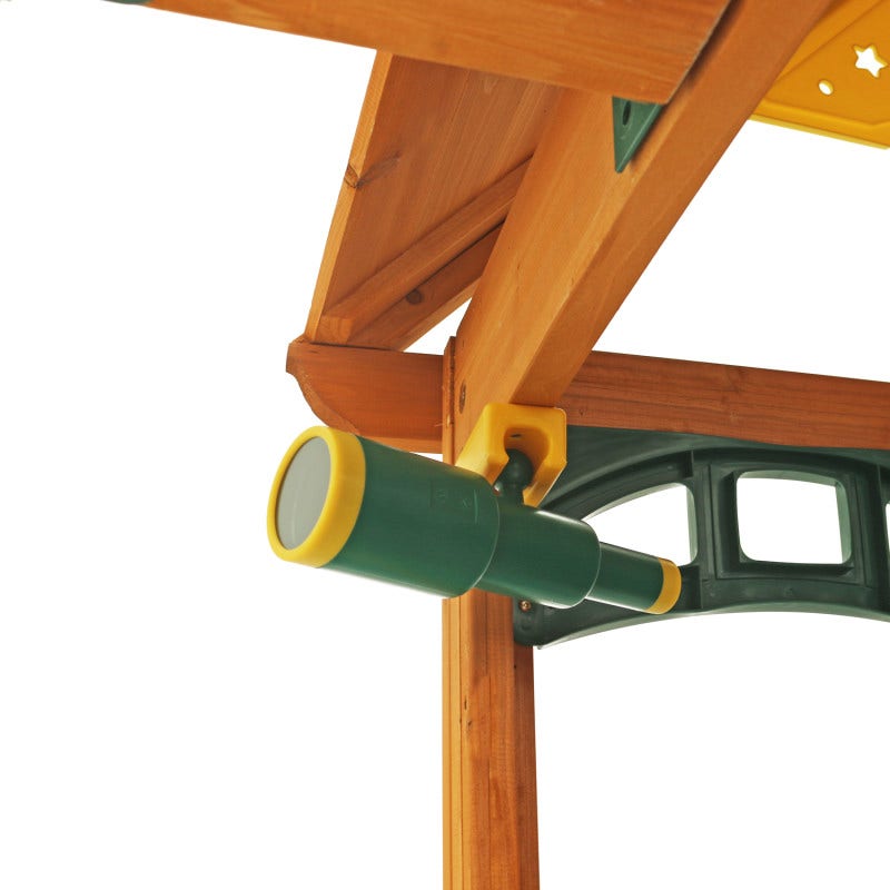 Wooden Outdoor Swing Set with Swings and Wave Slide