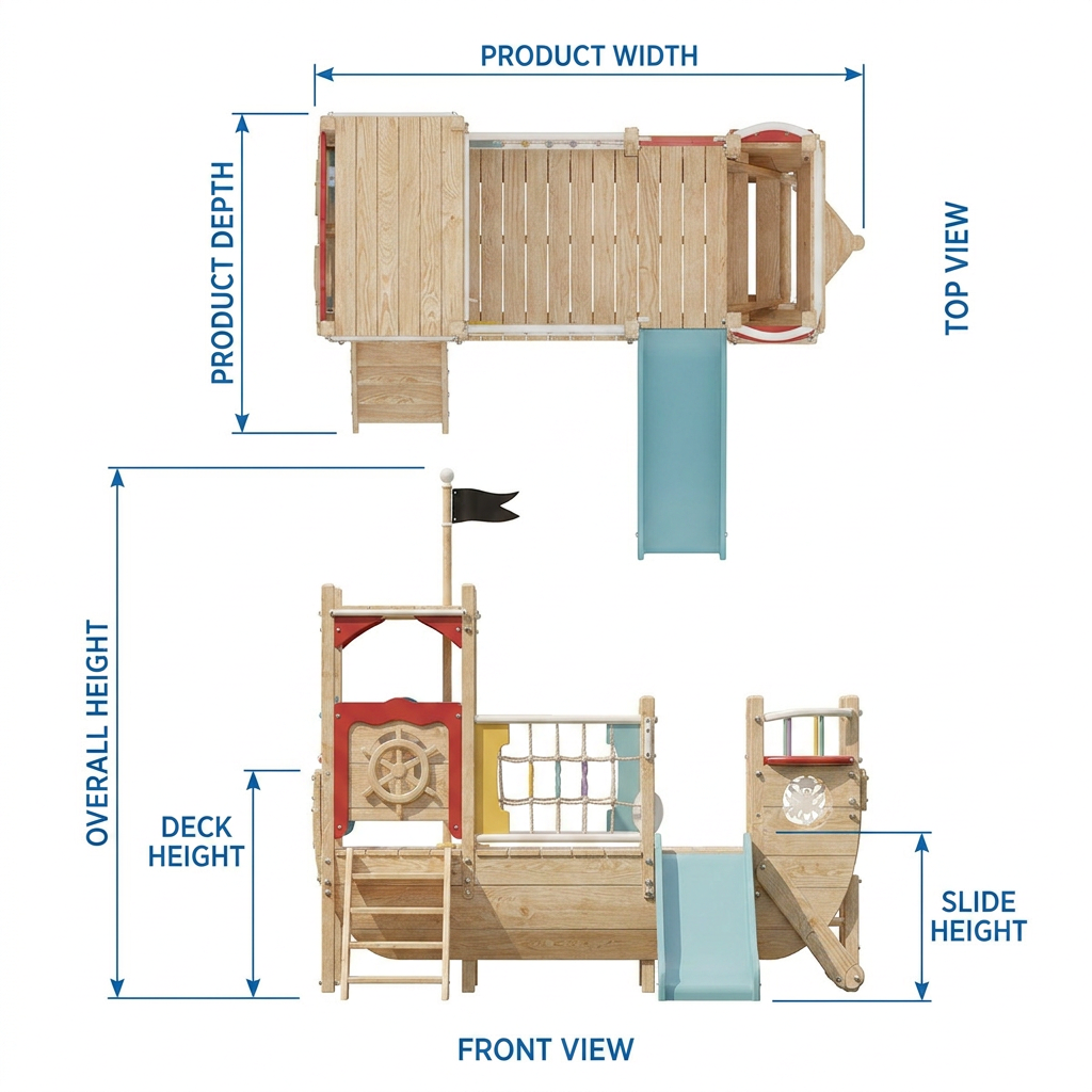 Little Pirate Ship Playset with Blue Slide