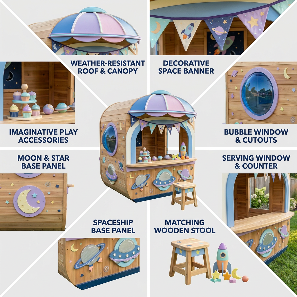 Space-Themed Snack Stand Playhouse for Kids