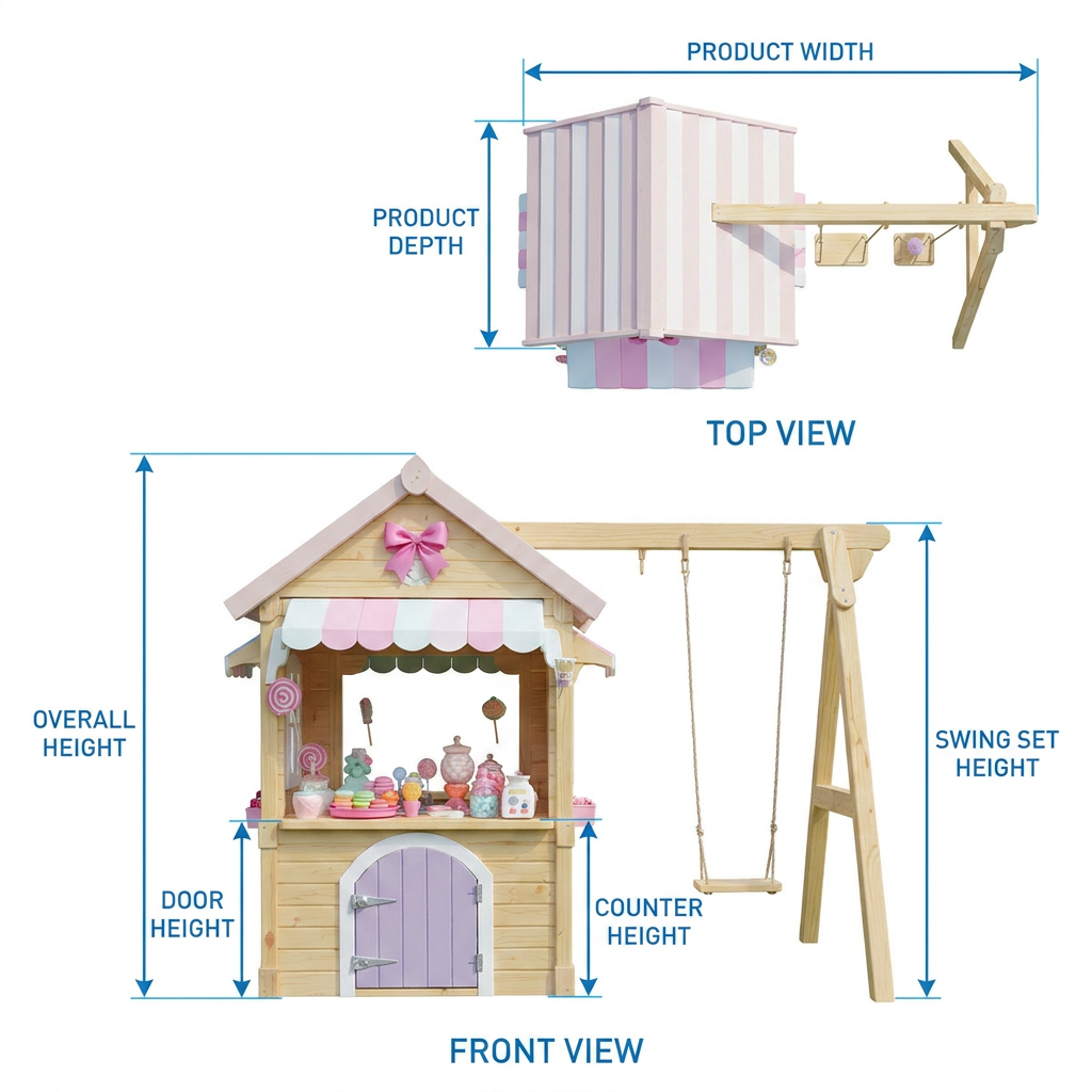 Candy-Themed Kids Playhouse with Swing Set