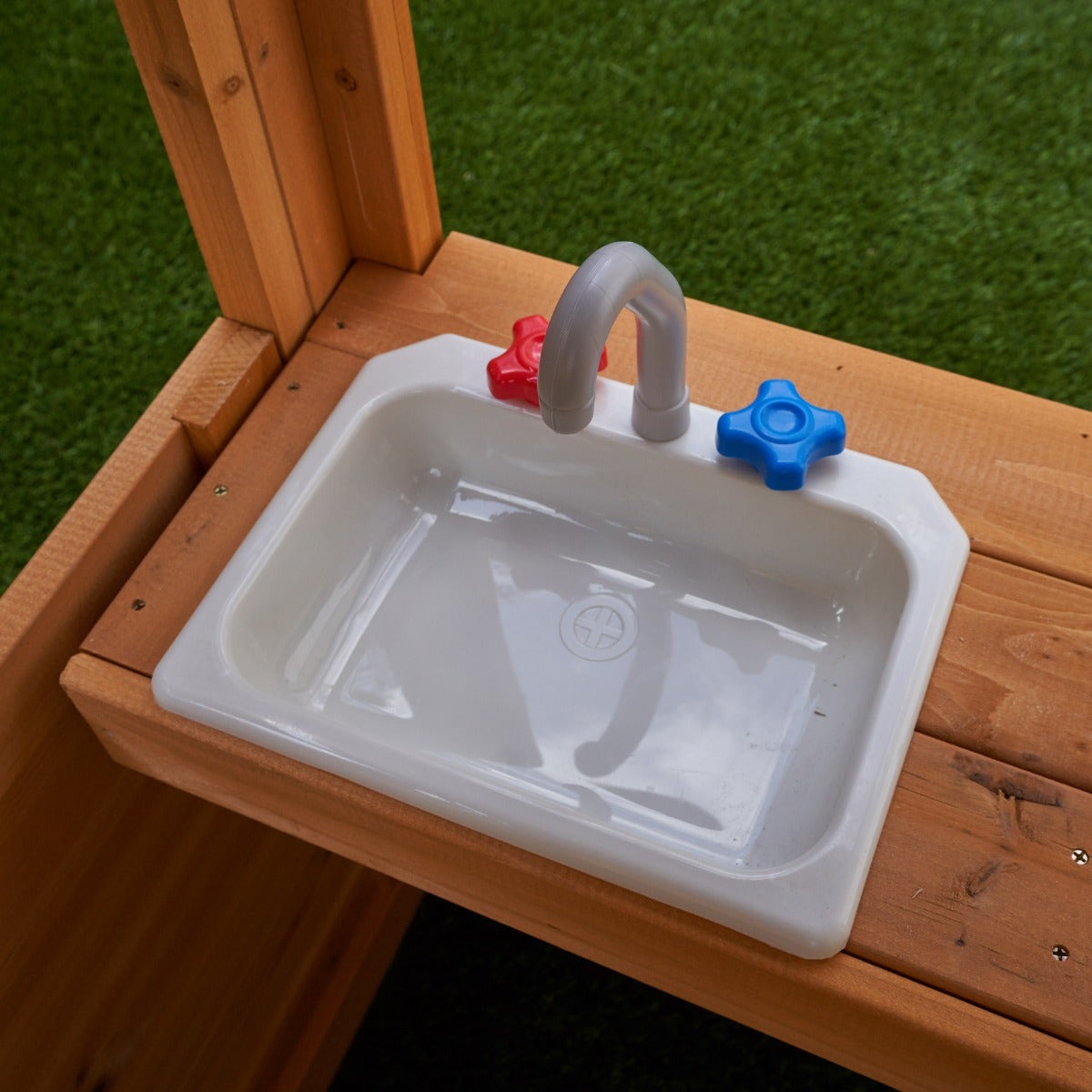 Wooden Outdoor Swing Set with Swings and Wave Slide