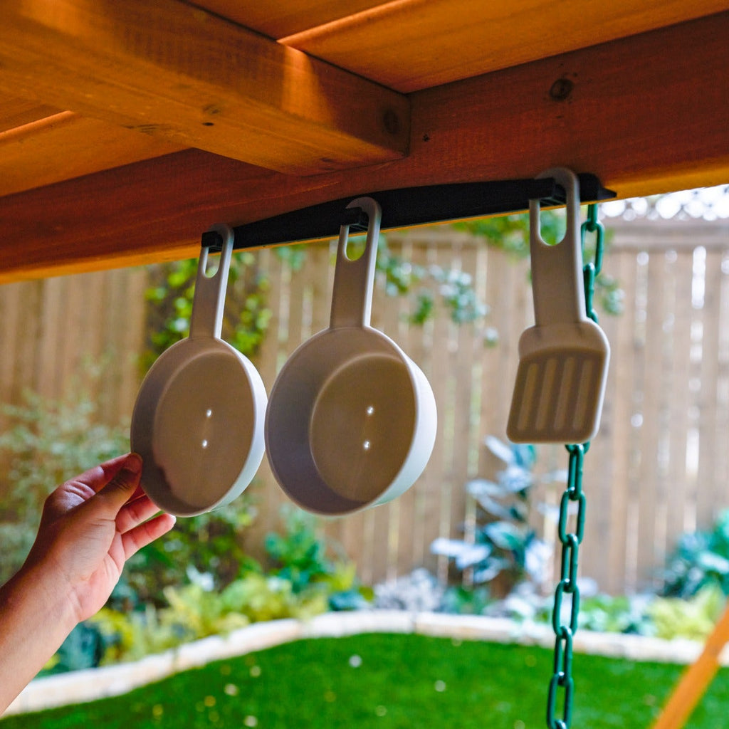 Wooden Outdoor Swing Set with Swings and Wave Slide