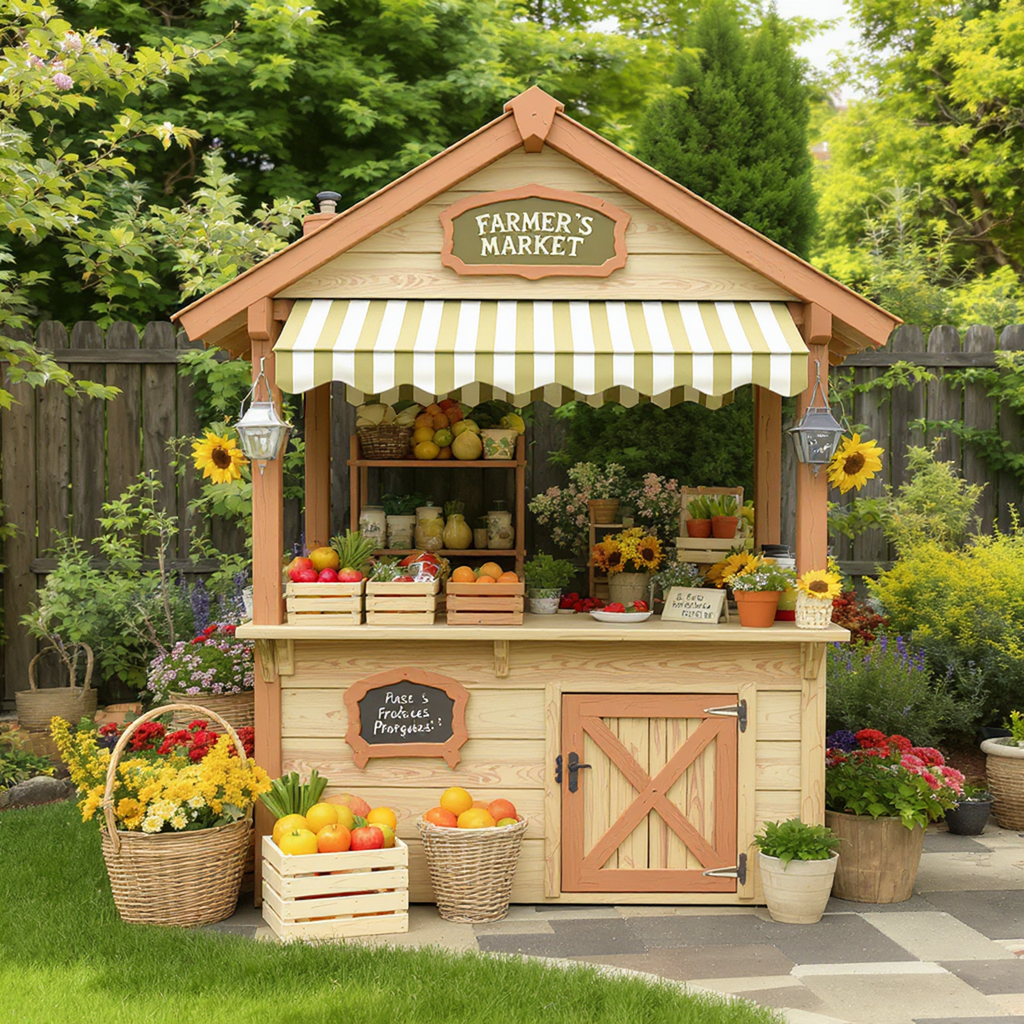 Farmers Market Playhouse with Produce Counter