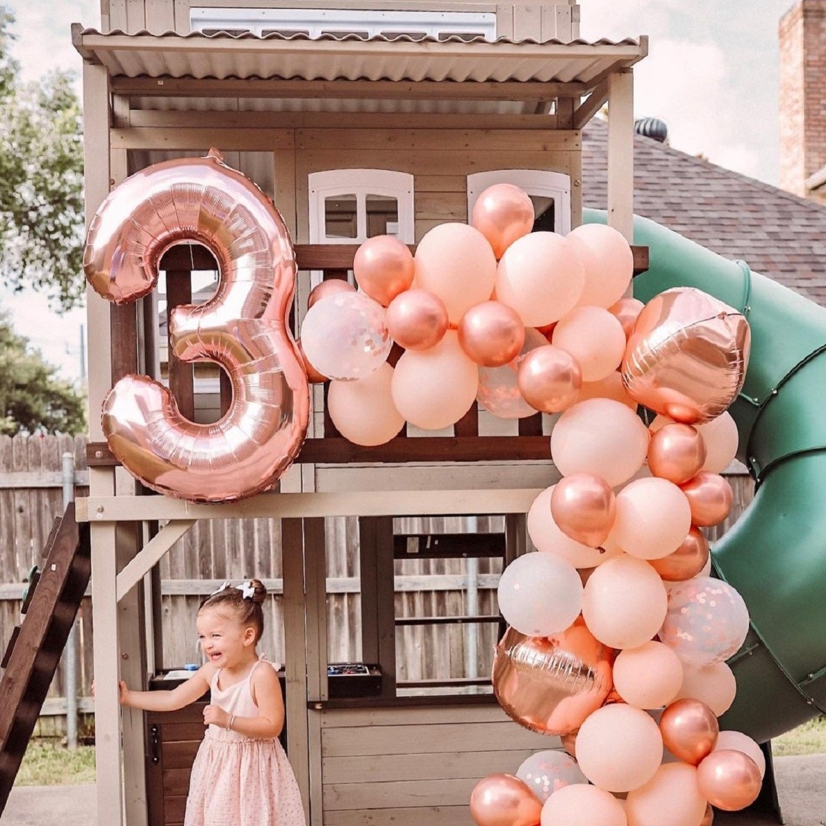 Outdoor Playhouse with Slide and Climbing Wall